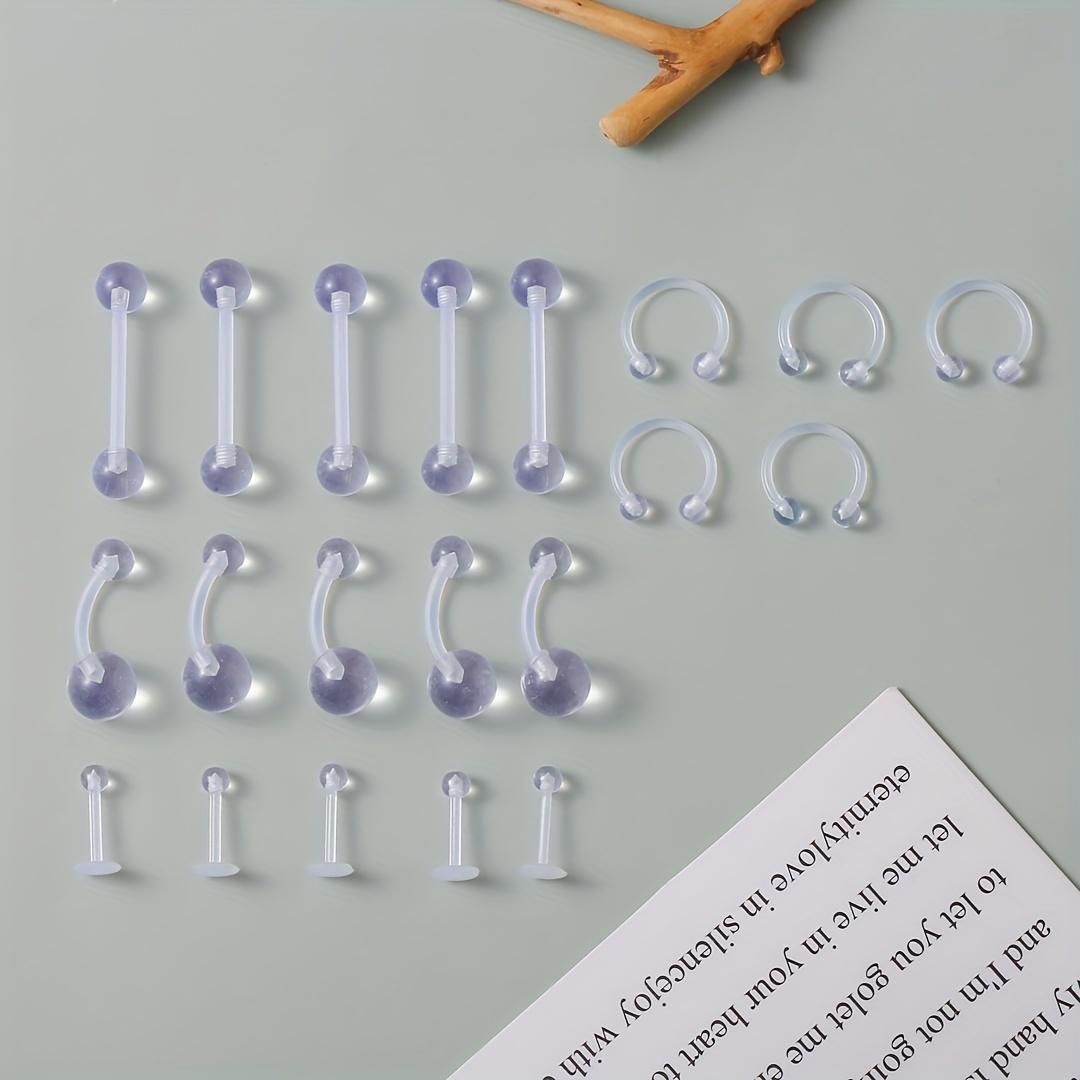 

Набор из 20 акриловых ретейнеров для пирсинга - Простой стиль, без покрытия, прозрачные, для пирсинга пупка, языка, брови, губы, хряща