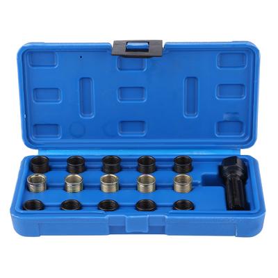 Kit di 16 Pezzi 14mm x 1.25 Attrezzo per Riparazione Filettatura Candela M16 Maschio W Custodia Portatile