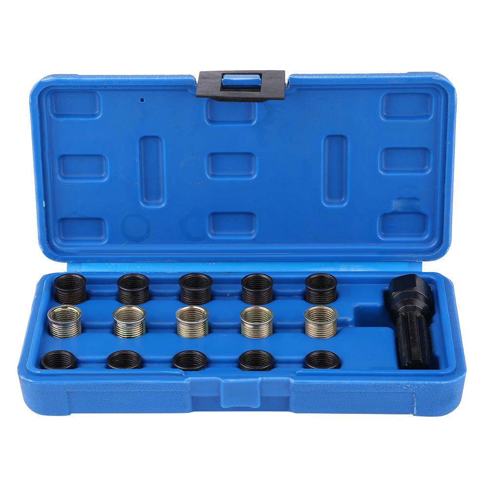 16Pcs 14mm x 1.25 Spark Plug Thread Repair Tool Kit M16 Tap W  Portable Case
