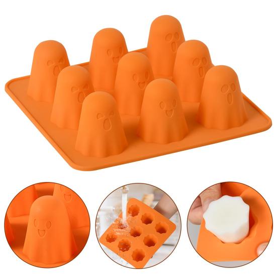 Ghost Silicone Mold Set 3D Halloween Chocolate Mold Ice Cube Tray Heat Resistant Dessert Mold for Jelly Gummy Candy Pudding