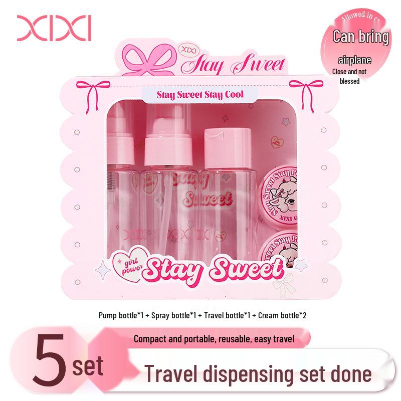 Xixi 5-Piece Multi-Purpose Refillable Bottle Set for Travel: Portable Containers for Cosmetics, Face Cream, Lotion, and Perfume.