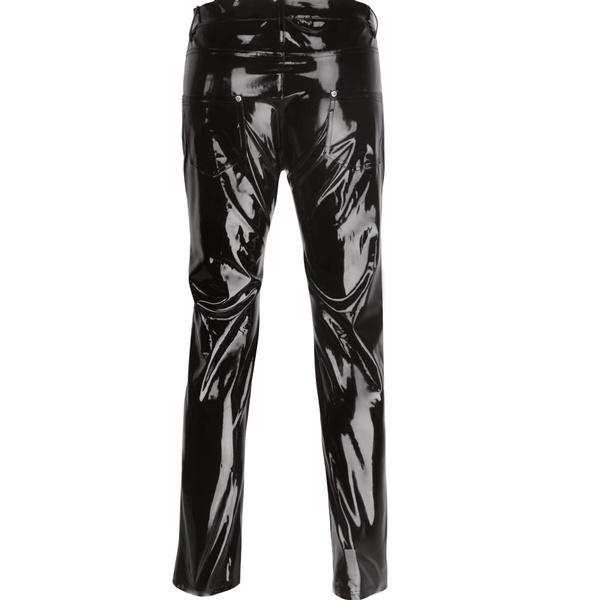 Pantaloni Corti Uomo In Pelle Effetto Laccato Nero, Vita Alta, In PU, Per Clubwear, Palestra E Costume