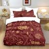 3pc Magical World Element Print Coreless Red Duvet Cover Set Multiple Size for Bedrooms Dormitories Soft and Machine Washable