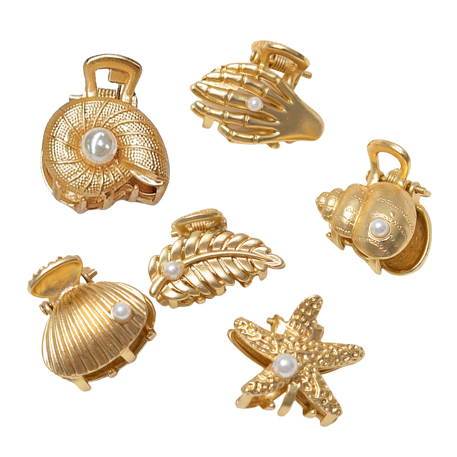 

Зажим для волос «Ракушка и жемчуг» Изящная ракушка, заколка для волос с отделкой жемчугом Красивый зажим для волос