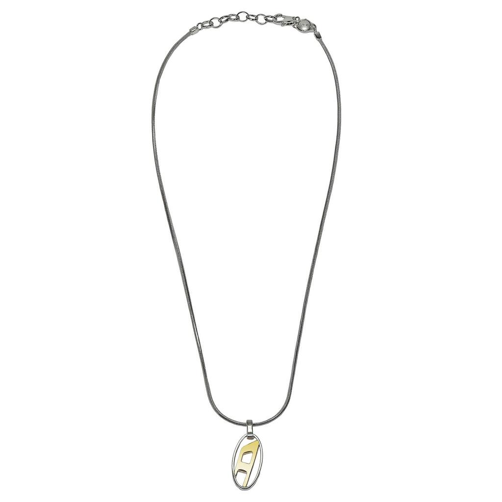 DIESEL Halskette Kette Anhänger Accessoire Schmuck zweifarbig Silber Gold.