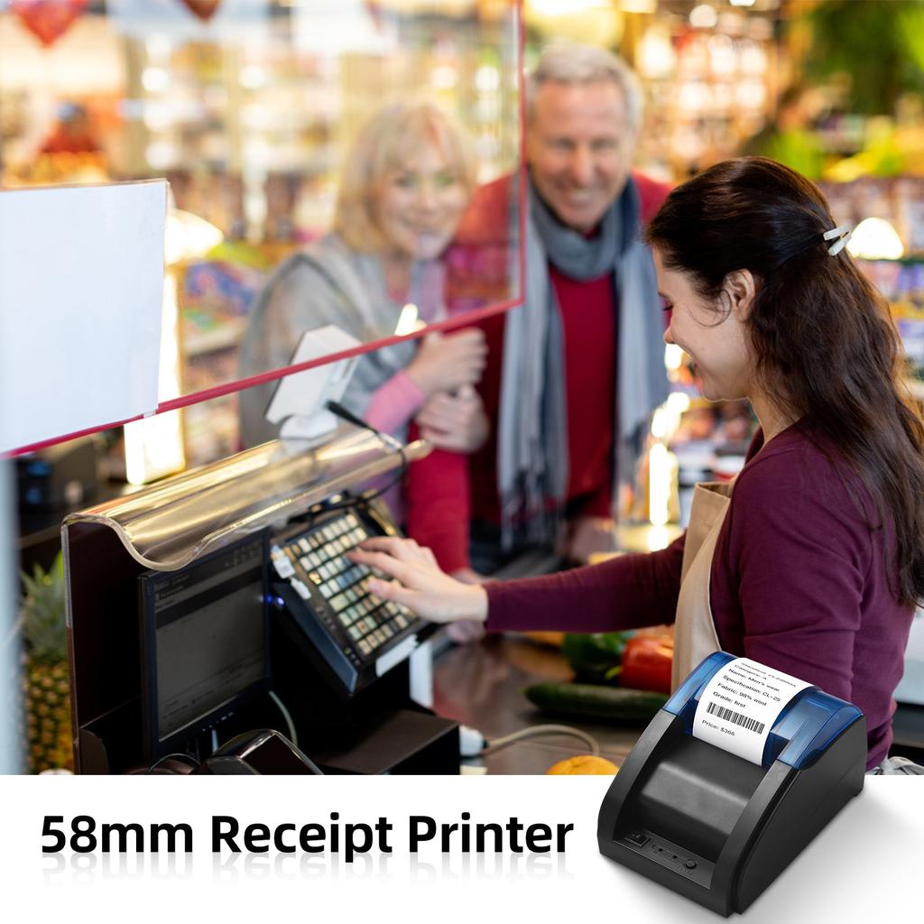 58mm Desktop Receipt Printer POS Printer Direct Thermal Printing Compatible with
