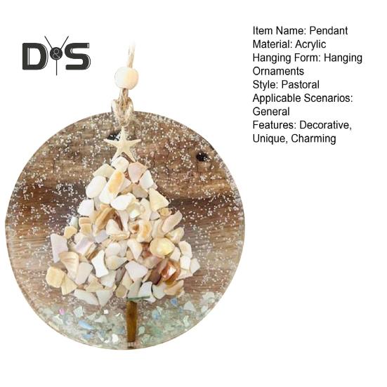 Küsten-Weihnachtsschmuck, hängende Seeglasstücke, Lichtfänger, Strandglas, Sonnenfänger auf Acrylkreis für Fenster, Baumdekoration