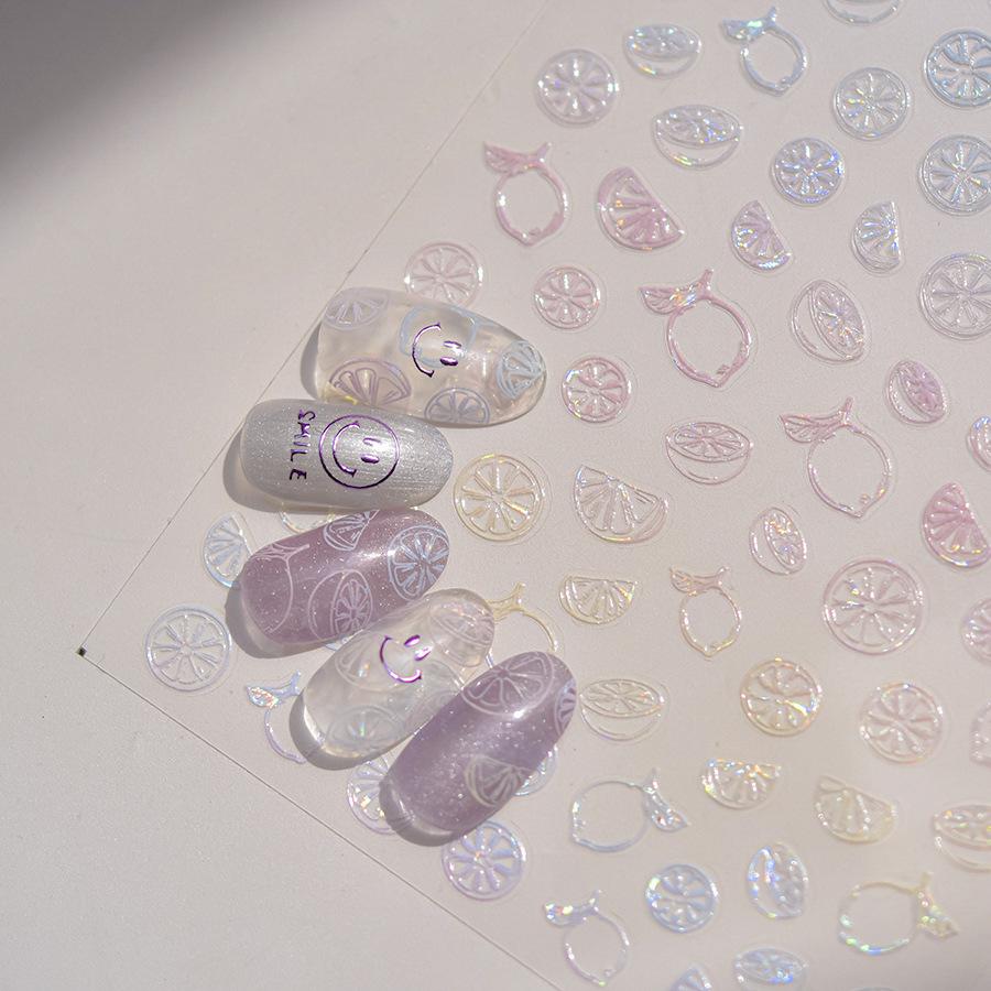 Fruit Strawberry Apple Cherry Colorful Candy Cute Rabbit Paw Popsicle Jelly 5D Nail Art Sticker Self Adhesive Manicure Decal DIY