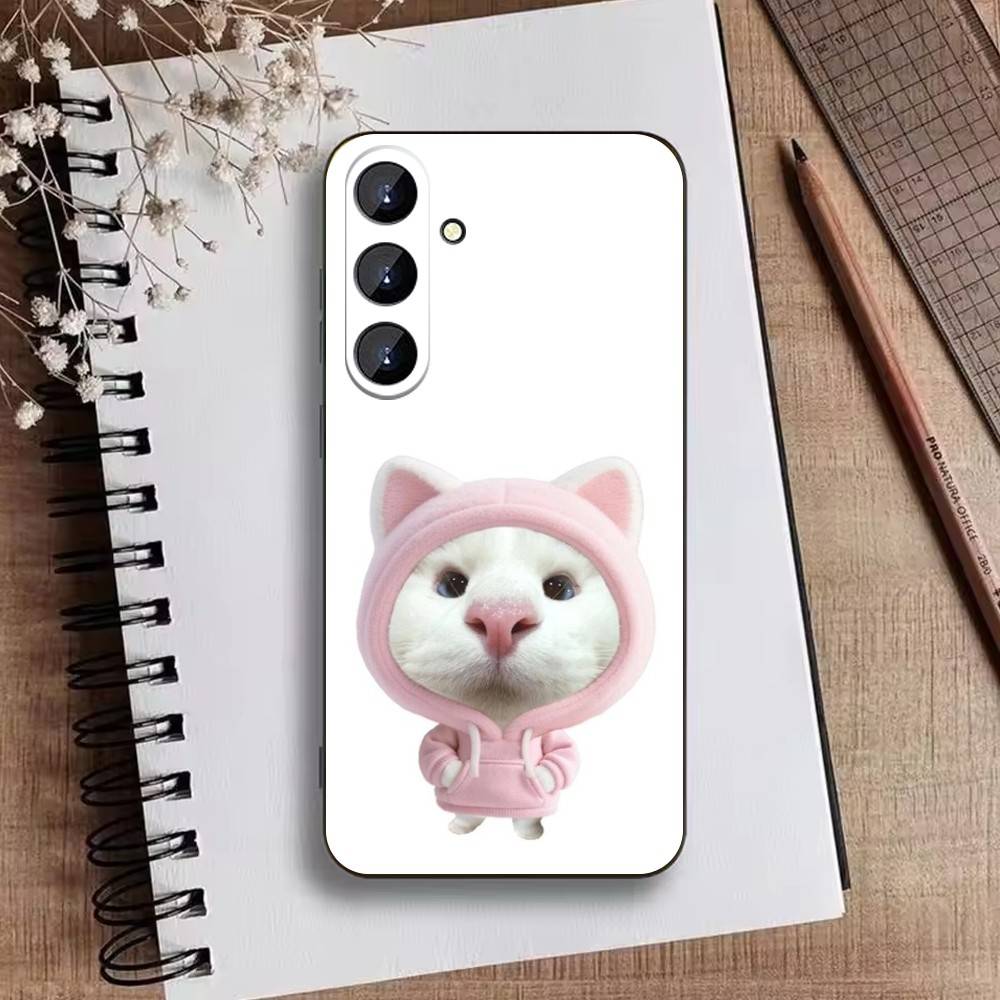 Großäugiges albernes Katzen-Maus-Handyhülle für Samsung Galaxy A73,A21s,A22,A31,A52,A53,A71,A41 Weiche schwarze Hülle