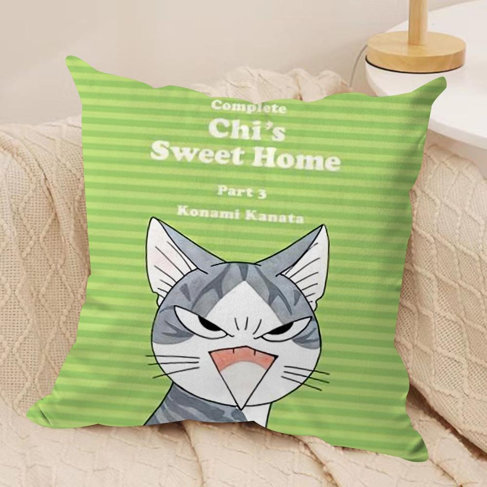 CChis Sweet Home Cushion Cover Silky Short Plush DoubleSided Printed Pillow Case for Sofa All Seasons Home Decor Gift