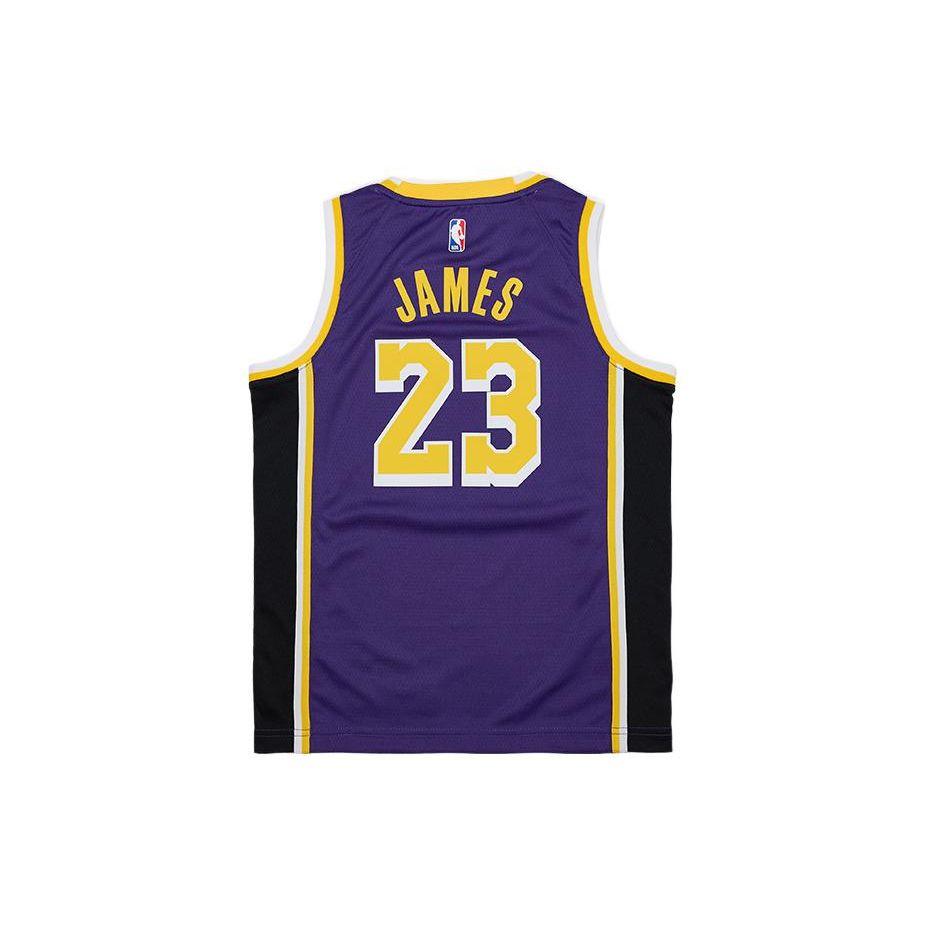 Nike Kids Basketball Jersey NBA Los Angeles Lakers James 23 Letter Print Loose Straight Sleeveless Kids Tops Purple 3Y2B7BXAP-LAKJL