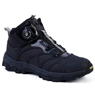 Brave Star Men's Outdoor Dial-Type Trekking/Combat Boots, Black, with Lace-Free Reel Function, Lightweight, Non-Slip, Cold Weather, Comfortable, Easy