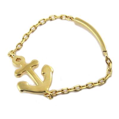 Gold Plated Ring 'Anchor Marine' Golden (flexible Ring) - 10x8 Mm