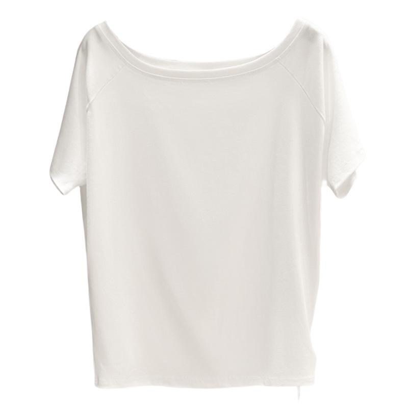 Pure desire wind one-word collar off-shoulder solid color short-sleeved T-shirt women's summer lazy wind loose and thin Spice Girl casual top