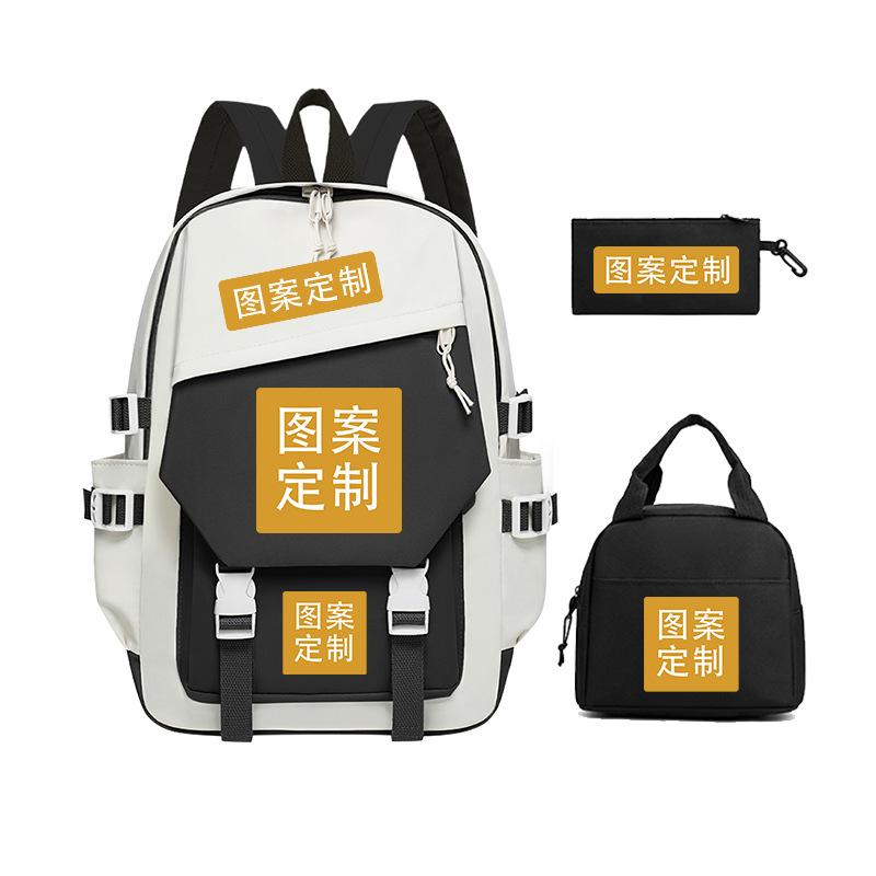 Come to the picture to make a student schoolbag cross-border fashion children's meal bag casual pencil bag combination three-piece set,