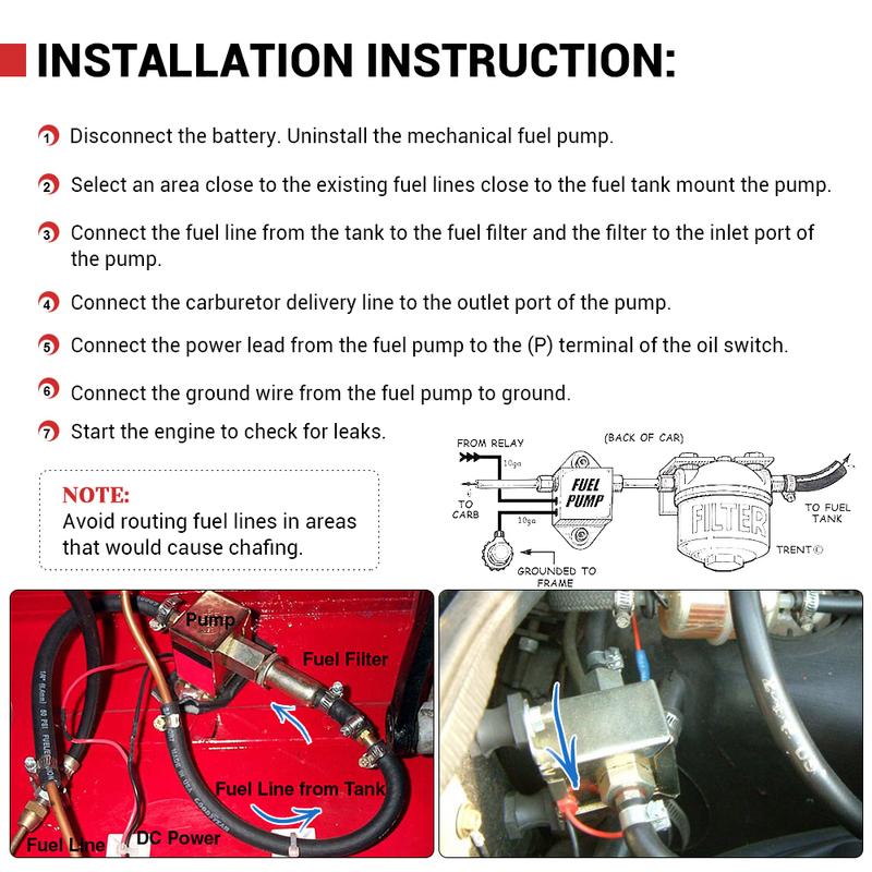 Electronic 12V Fuel Pump 2.5-7PSI Pressure 90LPH Gas Petrol Diesel Compatible FEP12SV E8012S For Auto Carburetor Motorcycle