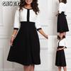 Fashion Summer Spring 1/2 Sleeves O-Neck Casual Dresses