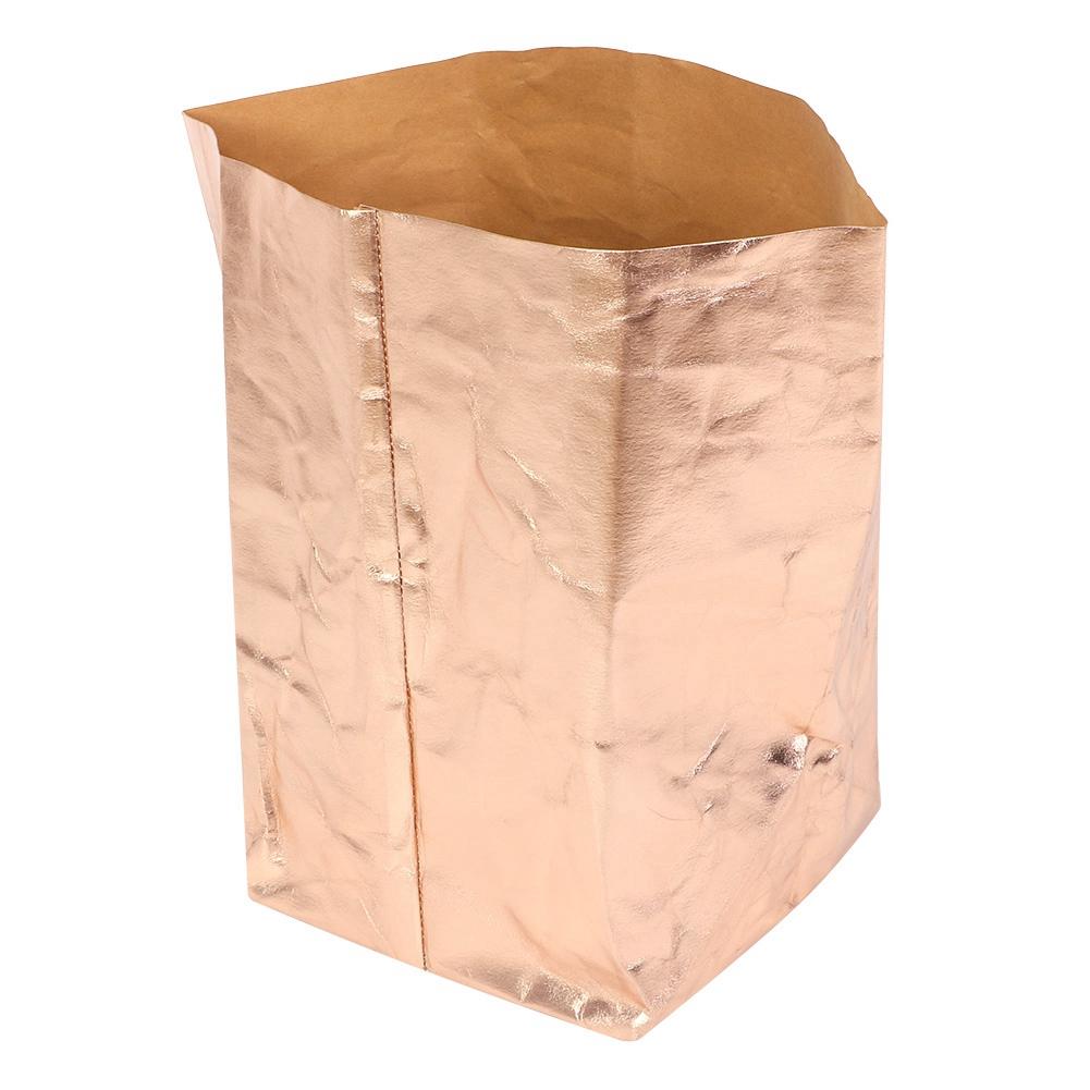Kraftpapier Waschbar Wiederverwendbar Pflanzbeutel Pflanzen Anzuchtsäcke für Garten Balkon Roségold 20x20cm