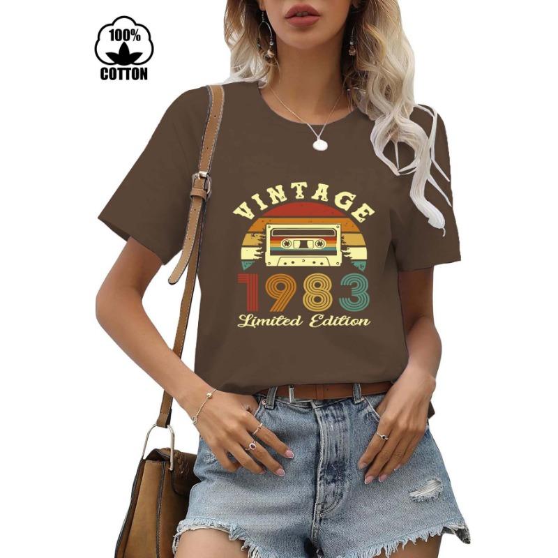 

Футболка из хлопка с короткими рукавами и круглым вырезом с принтом для женщин S