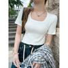 Quality square neck short-sleeved T-shirt women's summer new basic inner top