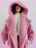 Women's Long Plush Warm Faux Fur Hooded Teddy Jacket Coat Plus Size Overcoat Outerwears
