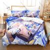 Amane Kanata Blue Hair Wing Angel Anime Print Duvet Cover + 2 Pillowcases Soft Pastel Microfiber Bedroom Decor