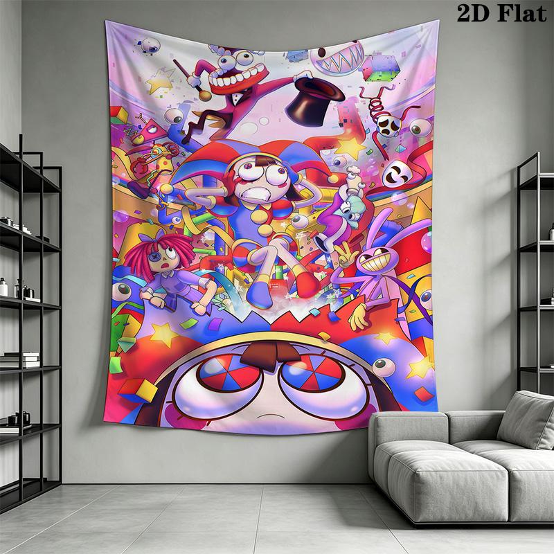 Clown Chase Whimsical Fun Tapestry Fashion Print Background Cloth Homestay Soft Decoration Tapestry Background Wall Hanging Cloth Work Of Art