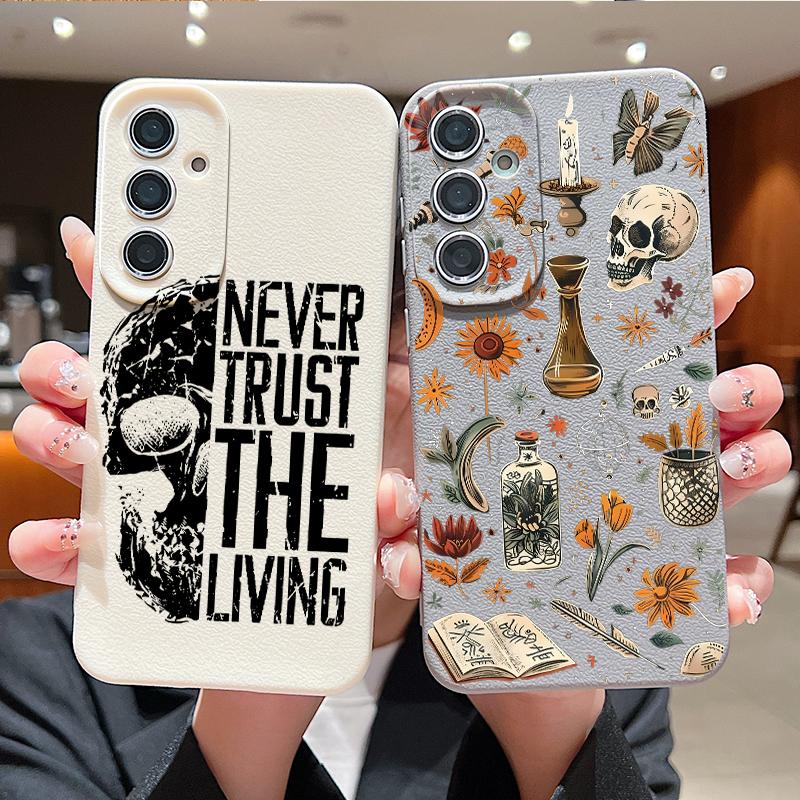 Lettered Skull Pattern Case For Samsung A18 A57 A37 A17 A56 A36 A26 A16 A55 A35 A25 A15 A54 S21 FE S22 S23 S24 Plus S25 S26 Ultra Silicone Cover