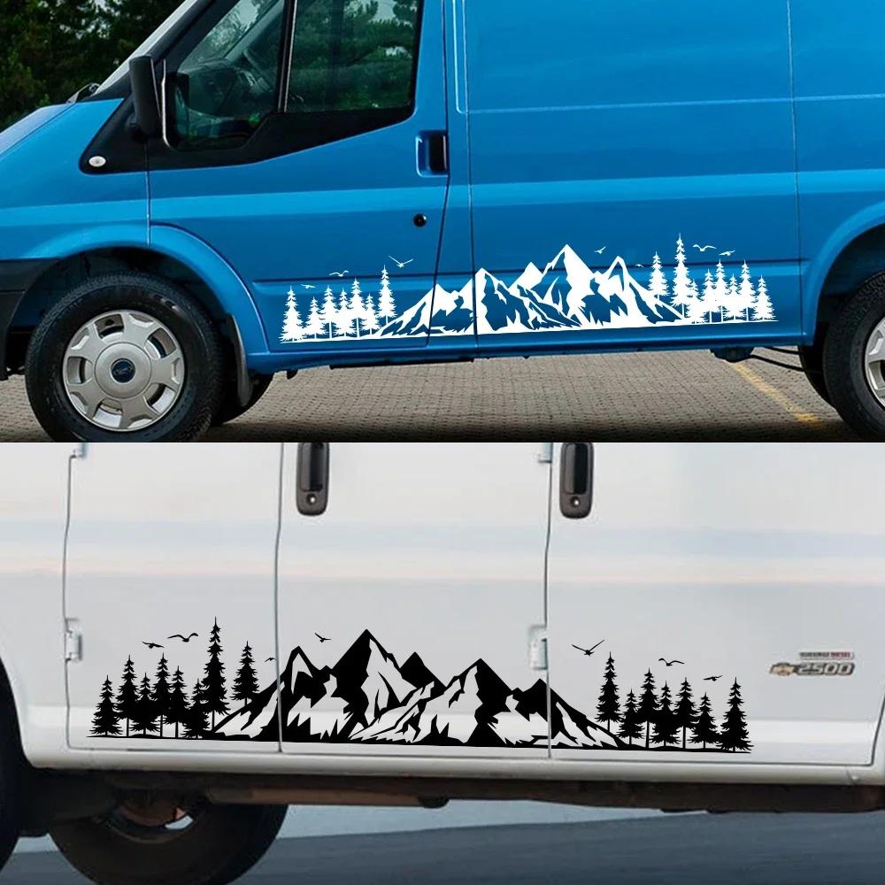Car Sticker Van Camper Vinyl Decal Mountain Forest Decoration For Truck Camper RV Bus Caravan Body Auto Tuning Decor Accessories