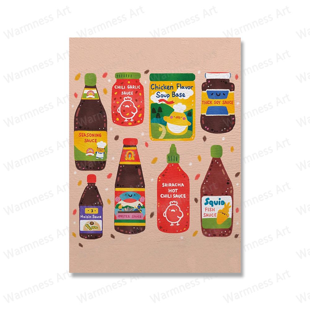 Cute Fast Food Drink Hamburger Posters Wall Art Canvas Painting Funny Sauce Prints Cookies Pictures Cartoon Kitchen Home Decor