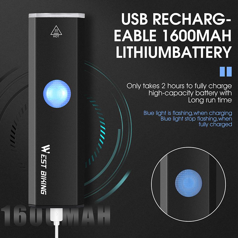 Aluminiumslegering Bright sykkellys 400 lumen USB oppladbar sykkellys Vanntett landeveissykkel