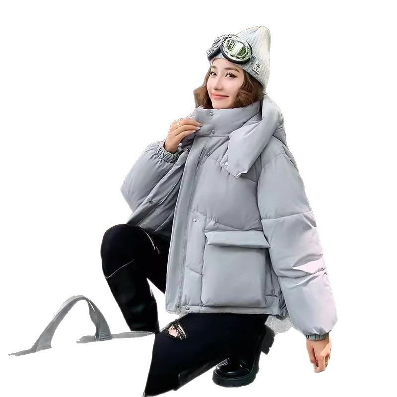 Down cotton-padded clothes for women's autumn and winter new student short loose casual big pocket jacket trendy