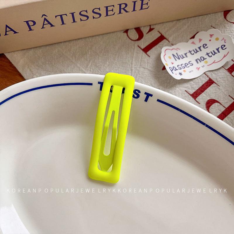 Barrette Carrée Fluorescente Coréenne - Grande, Époxy Coloré pour Filles