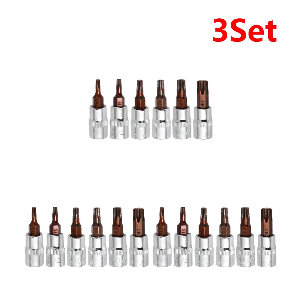 6Pcs Torx Screwdriver Bits 1/4 Inch Drive Socket Head Tools T10 T15 T20 T25 T30 T40 Socket Wrench Adapter Hand Tools Accessories