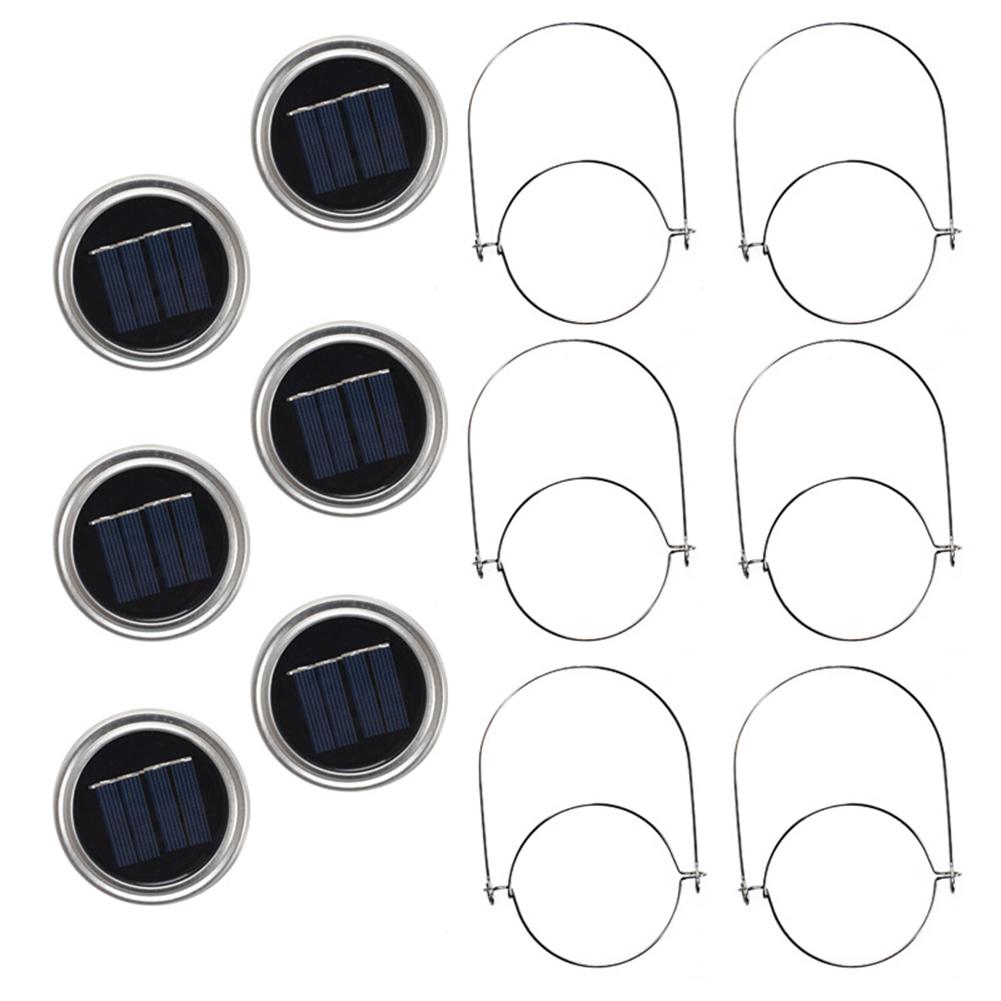 6pcs Solar Mason Jar Lid Lights 1m 2m LED Fairy Copper Wire Bottle String Hanging Lamp Garland for Wedding Party Decor