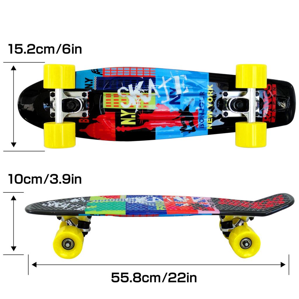 RANGS R2 Mini Cruiser Skateboard, Svart, 22-tums