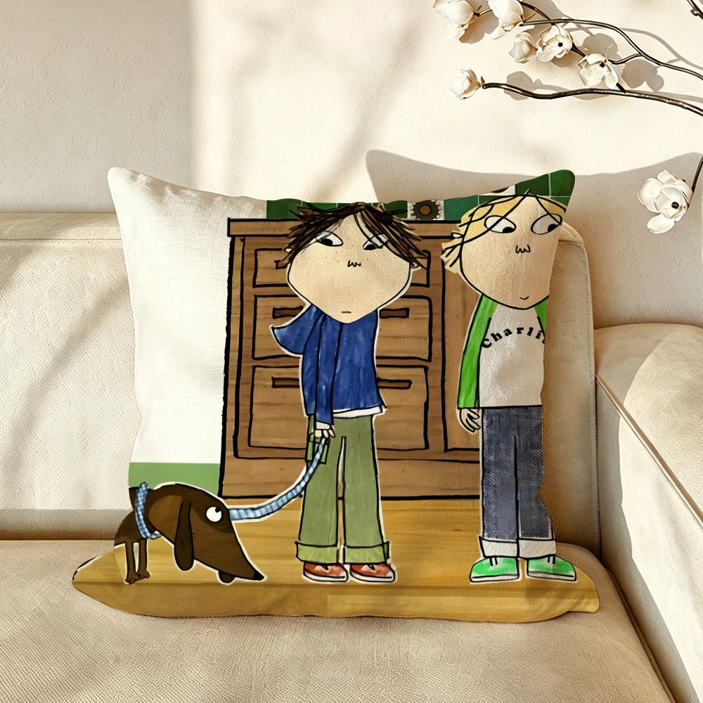 Anime CCharlie aand LLola Cushion Cover Pillow Case Antidustmite Pillowcase Silky Short Plush Sofa Cushion Cover hot