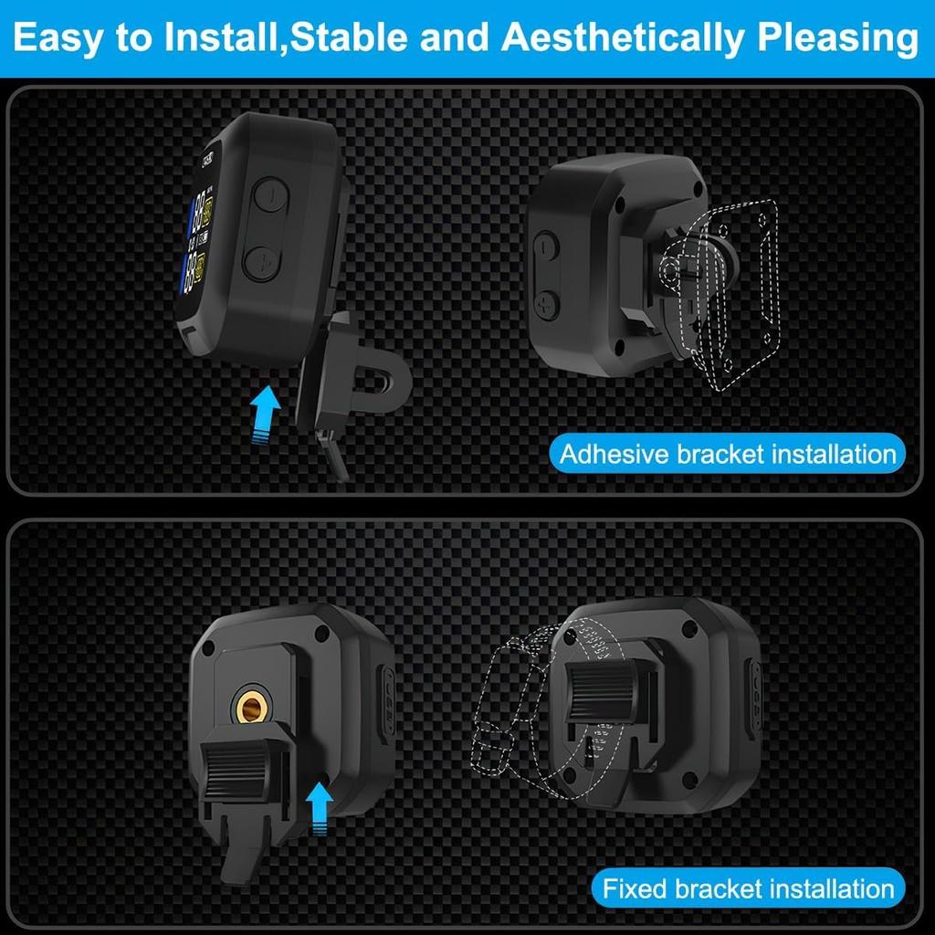 OBEST Motorcycle TPMS Tire Pressure Monitor System with 2 Silver External Sensors,USB Rechargeable IP67 Waterproof Motorcy