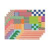 4 stuks Kleurrijk Geometrisch Patchwork Placemat Linnen Modern Abstract Tafelkleed Keuken Eetkamer Decor Levendig Artistiek Ontwerp