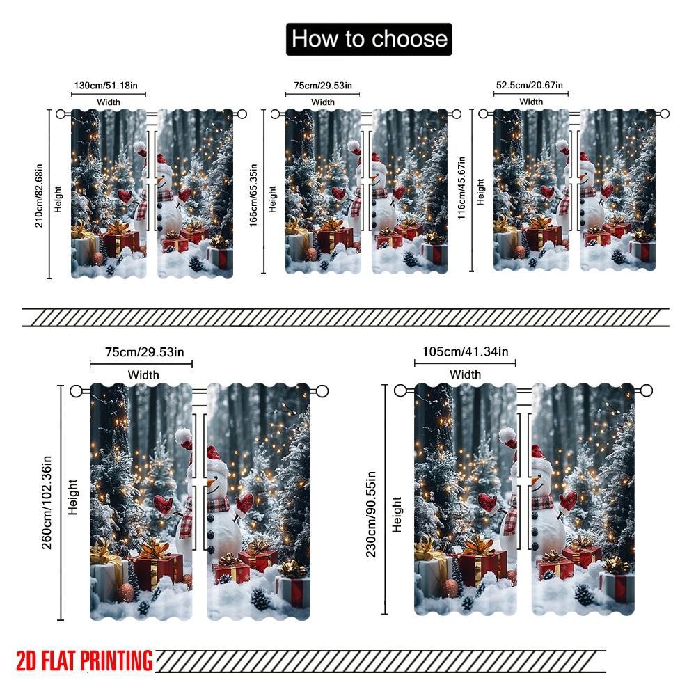 2pcs,2D Plane Printing Popular Curtain Panels Gifts and Christmas Trees (2) Durable Polyester (without Rod) Decorations For Home