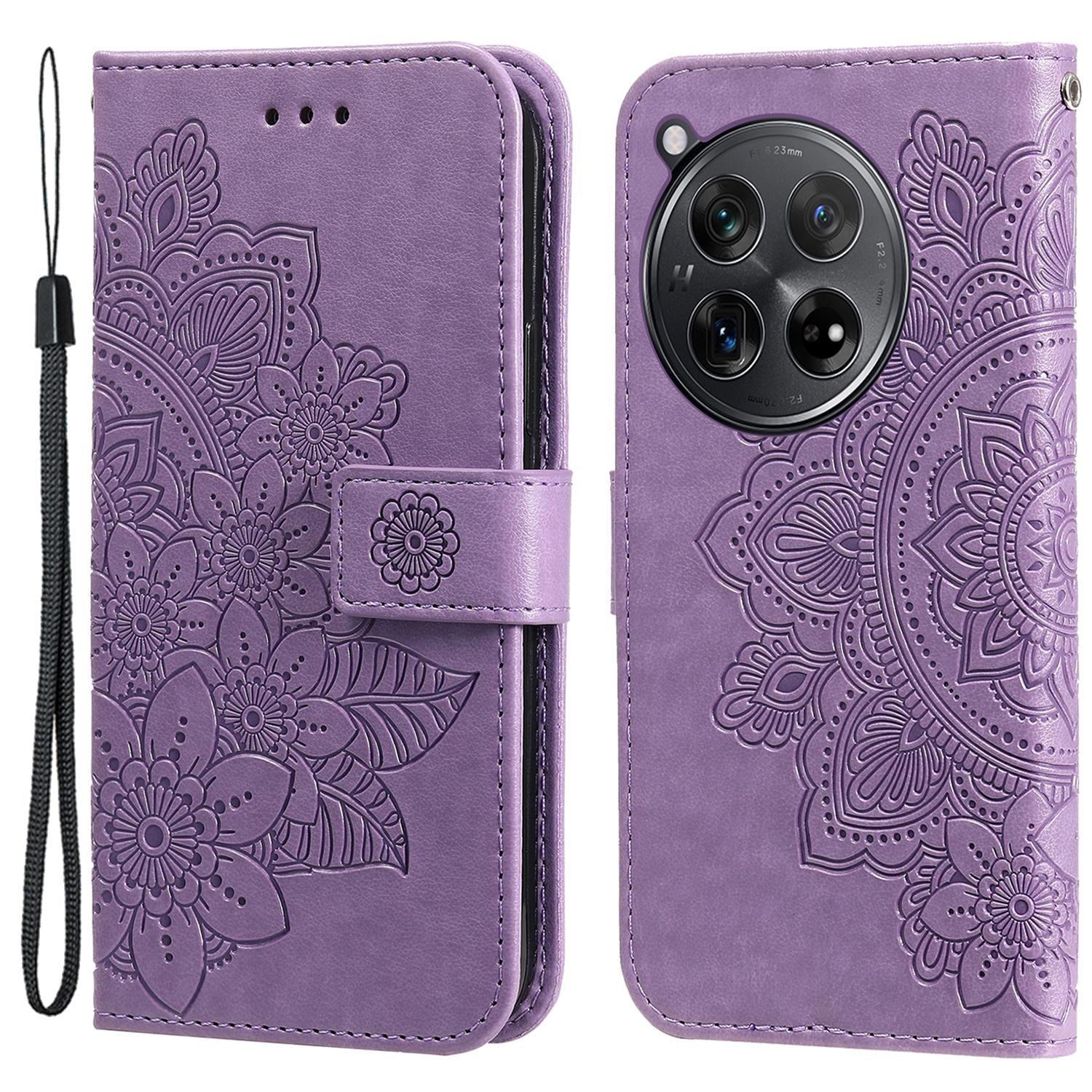 

For OnePlus 12R 5G/Ace 3 5G Case Floral Pattern PU Leather Wallet Stand Phone Cover A