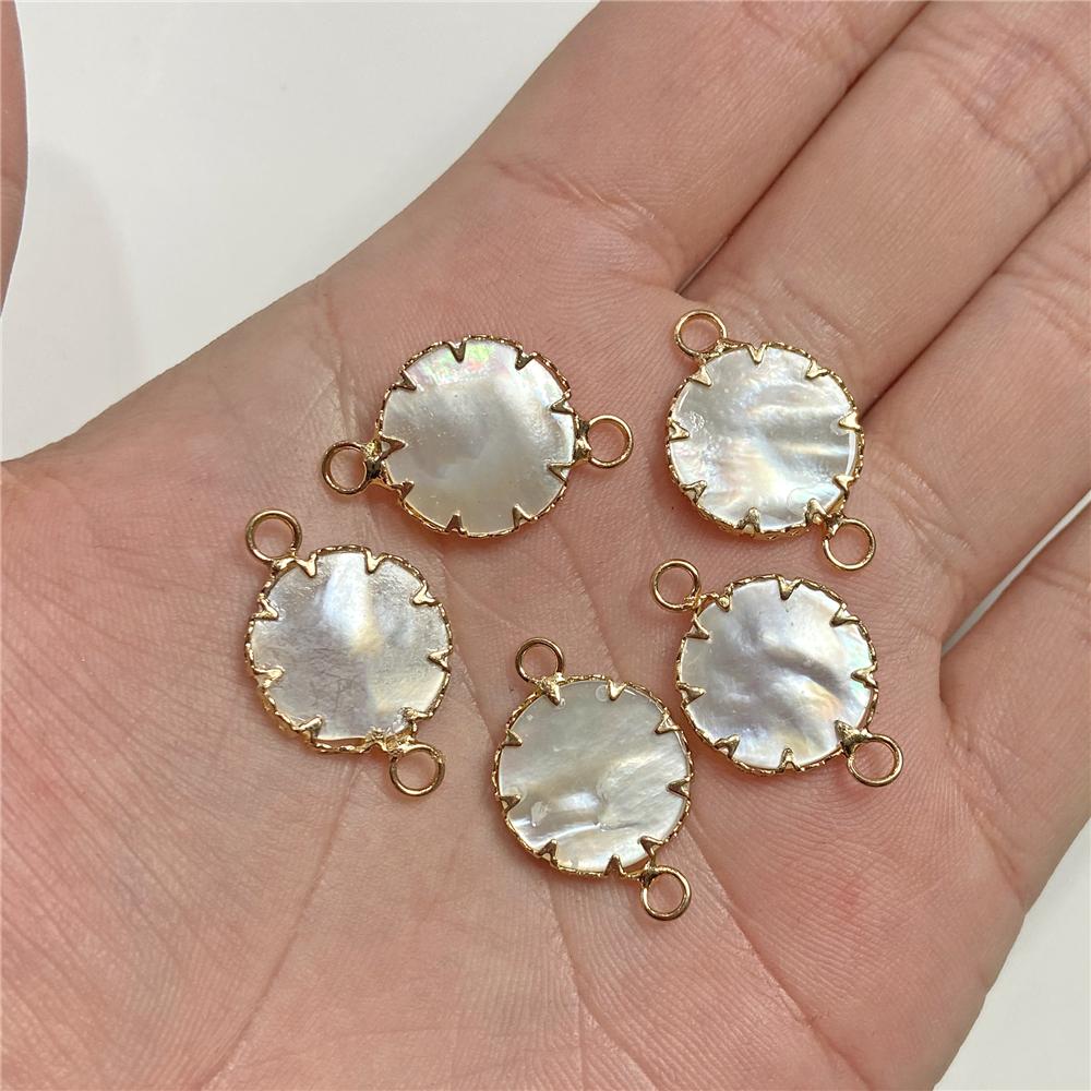 2pcs/Set New Natural Mother-of-pearl Shell Pendants Reiki Heal Charms for Summer Fashion Boho Jewelry Making Necklace Earrings