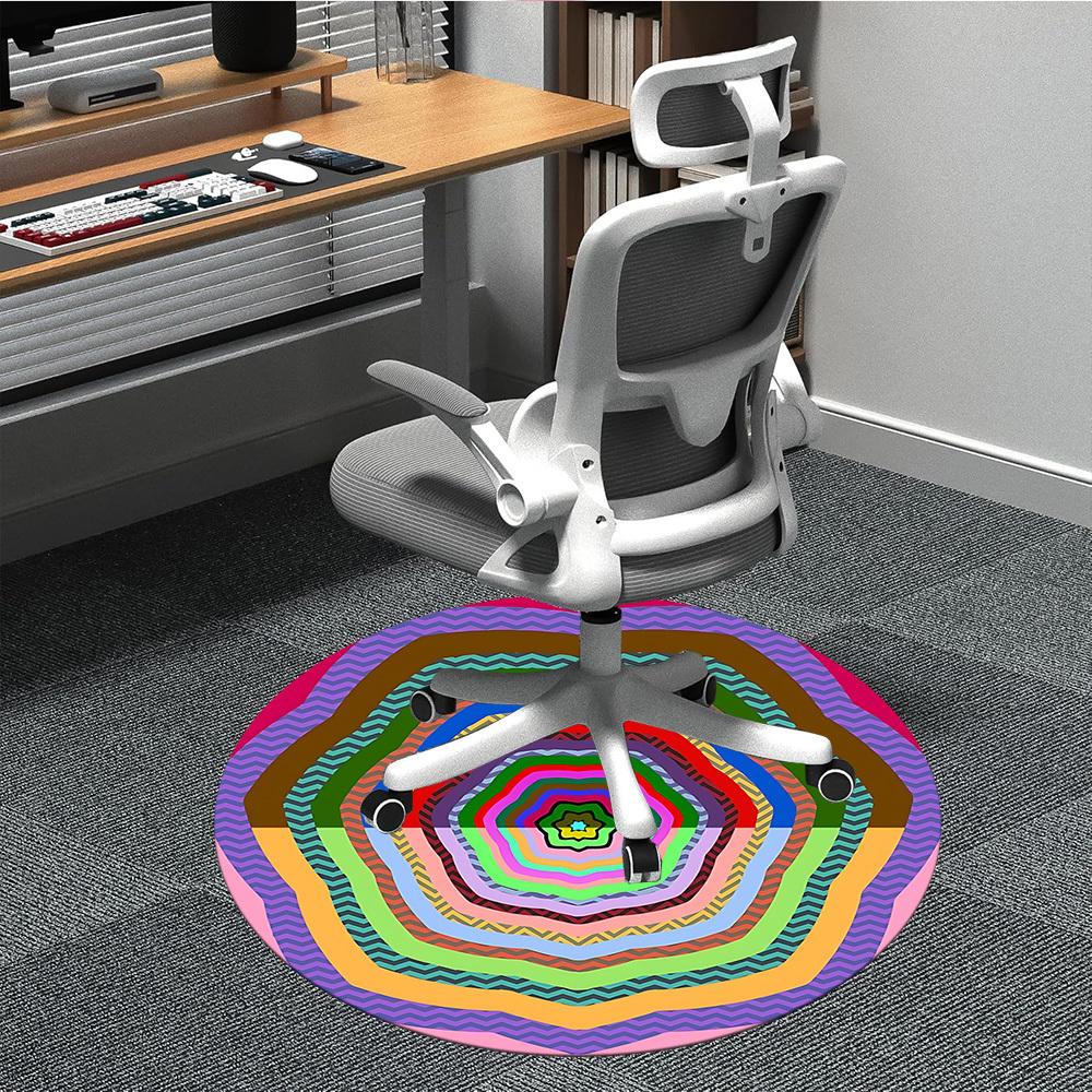 

1pc Colorful Concentric Circles Pattern Chair Carpet for Office, Non-slip, Soft and Durable Office Rug, Perfect for Office yy260131091 80cm by 80cm