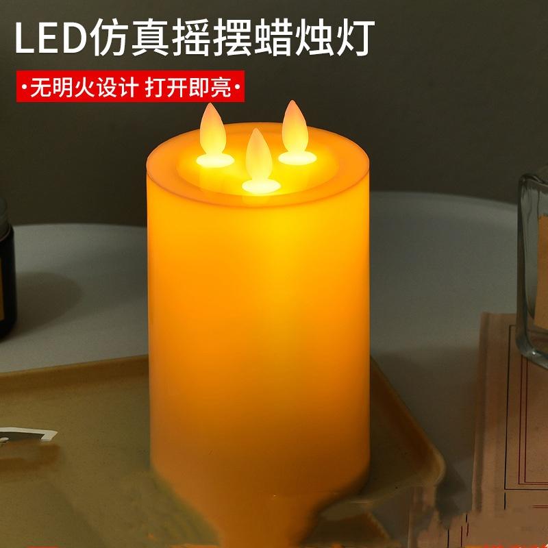 Color three-wick electronic candle lamp, simulated smokeless candle scene arrangement led electronic candle