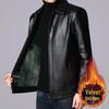 Men's Leather Jacket for Mid-Aged & Elderly: Fleece-Lined, Thickened, Windproof, Detachable Fur Collar, Winter Warmth for Dad.