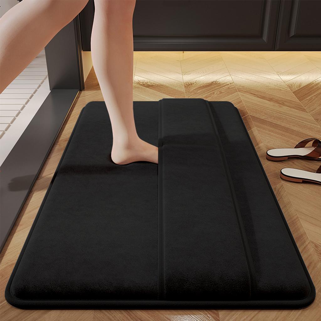 Thickened bathroom absorbent floor mat flannel furry foot wiping non-slip foot mat shower room with straps foot mat