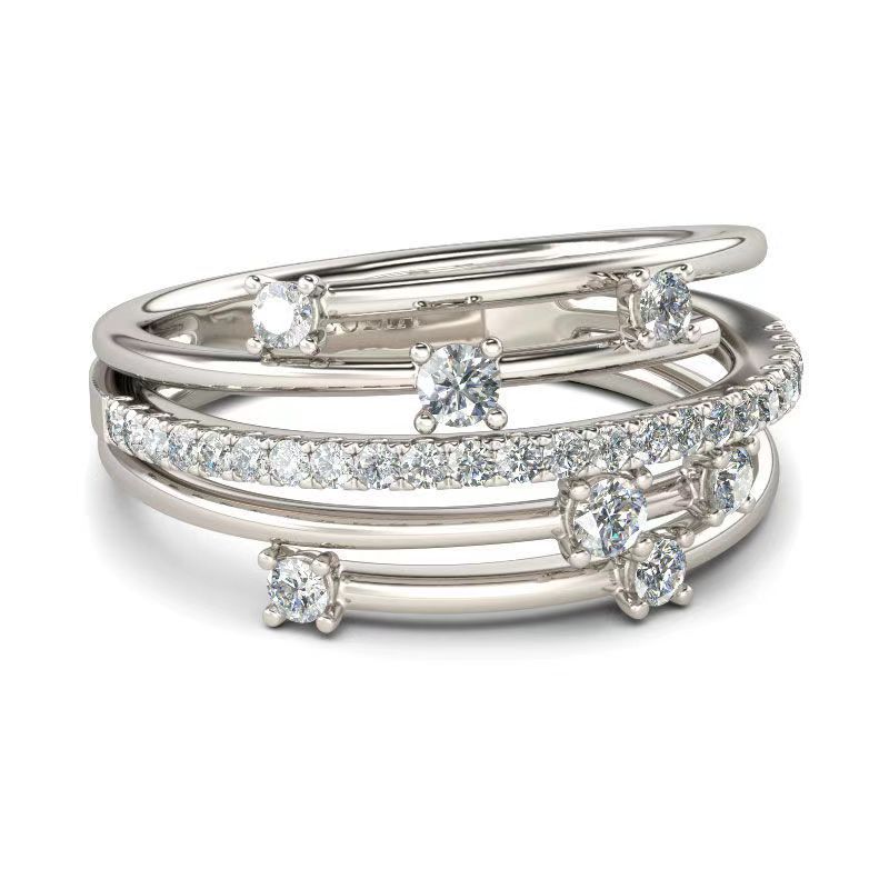 Viya Sparkling Diamond Micro-Set Zircon Ring, Creative Women'S Cross-Color Separation Ring