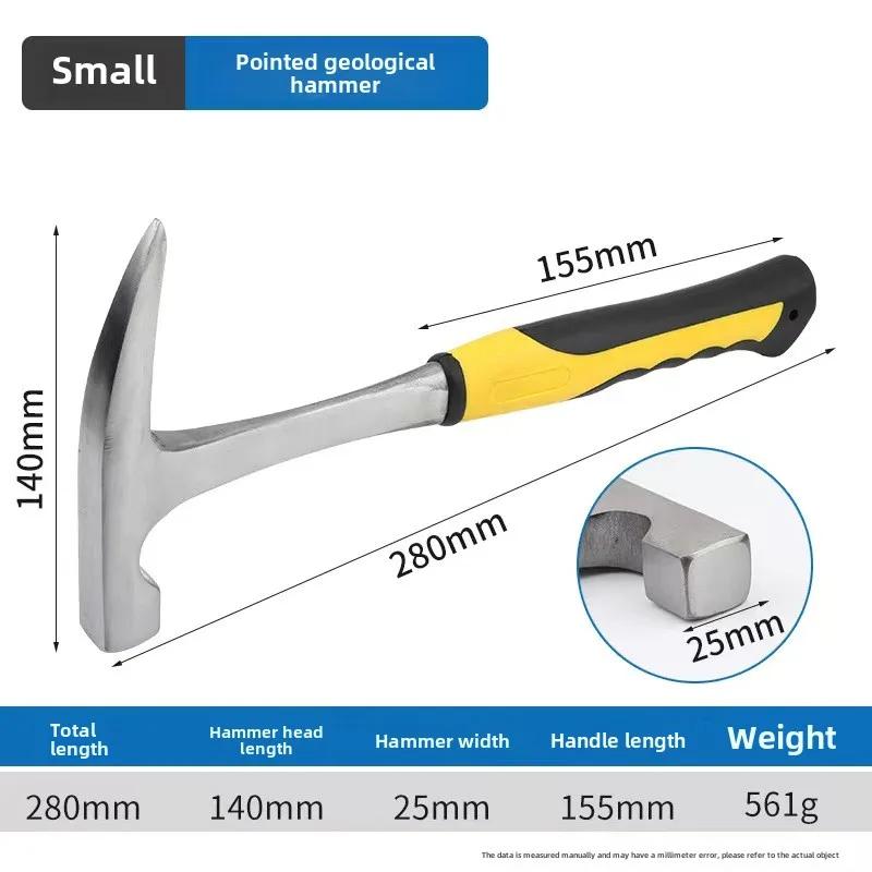 Geological Hammer High Carbon Steel Rock Pick Hammer with Arc for Survey Mine Exploration Geological Prospecting Hammer