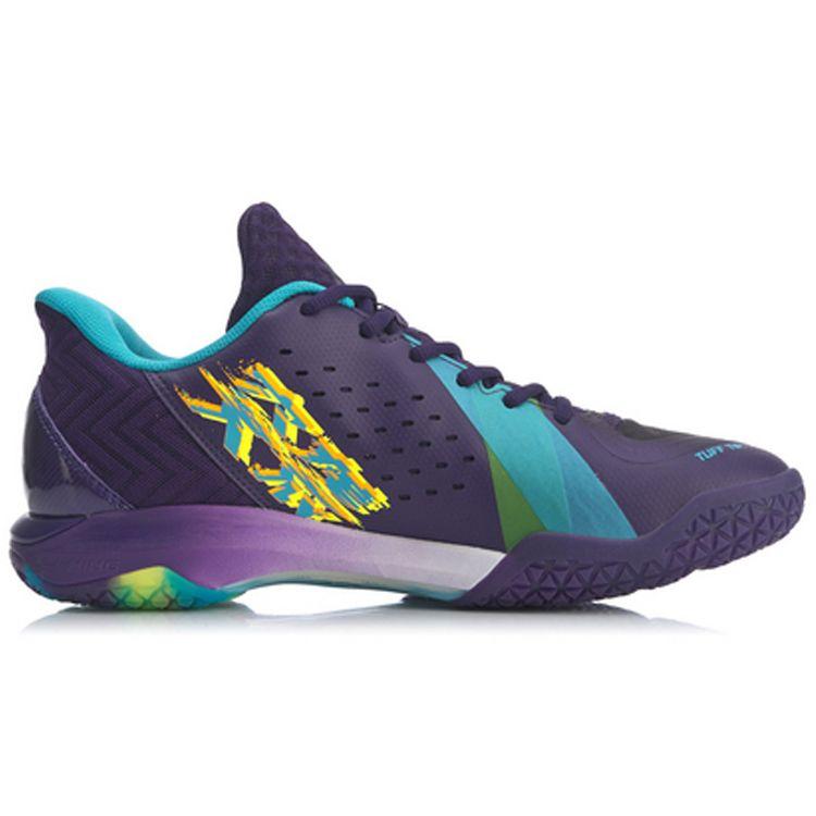 Li Ning Attack 3 Profesionální soutěž Protiskluzové Odolné Nízké badmintonové boty Pánské boty Černá Modrá Fialová AYAQ007-2