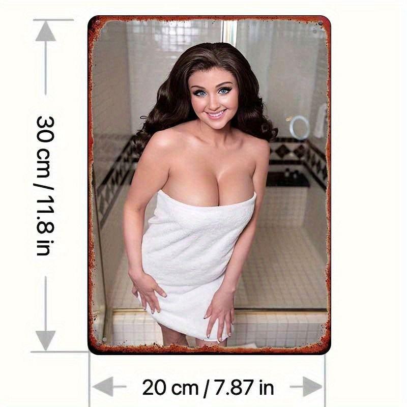 Vintage Metal Sign Art, Sexy Lady Garage Decor, Bar Bedroom Wall Tin Poster